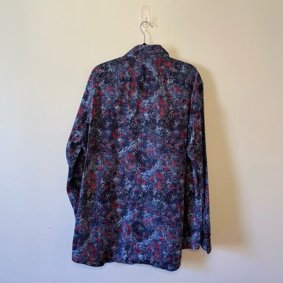 Perry Ellis 2XLT stretch long sleeve button down t-shirt black blue red party - Picture 5 of 7